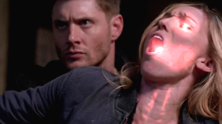Dean fights off and kills the demons one by one. Dean fights off and kills the demons one by one.